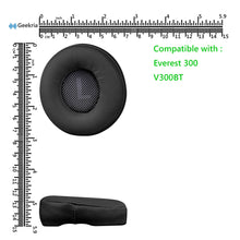画像をギャラリービューアに読み込む, Geekria イヤーパッド QuickFit 互換性 パッド ジェイビーエル JBL Everest 300, V300BT ヘッドホンに対応 パッド イヤー / イヤーカップ (プロテインレザー / ブラック)
