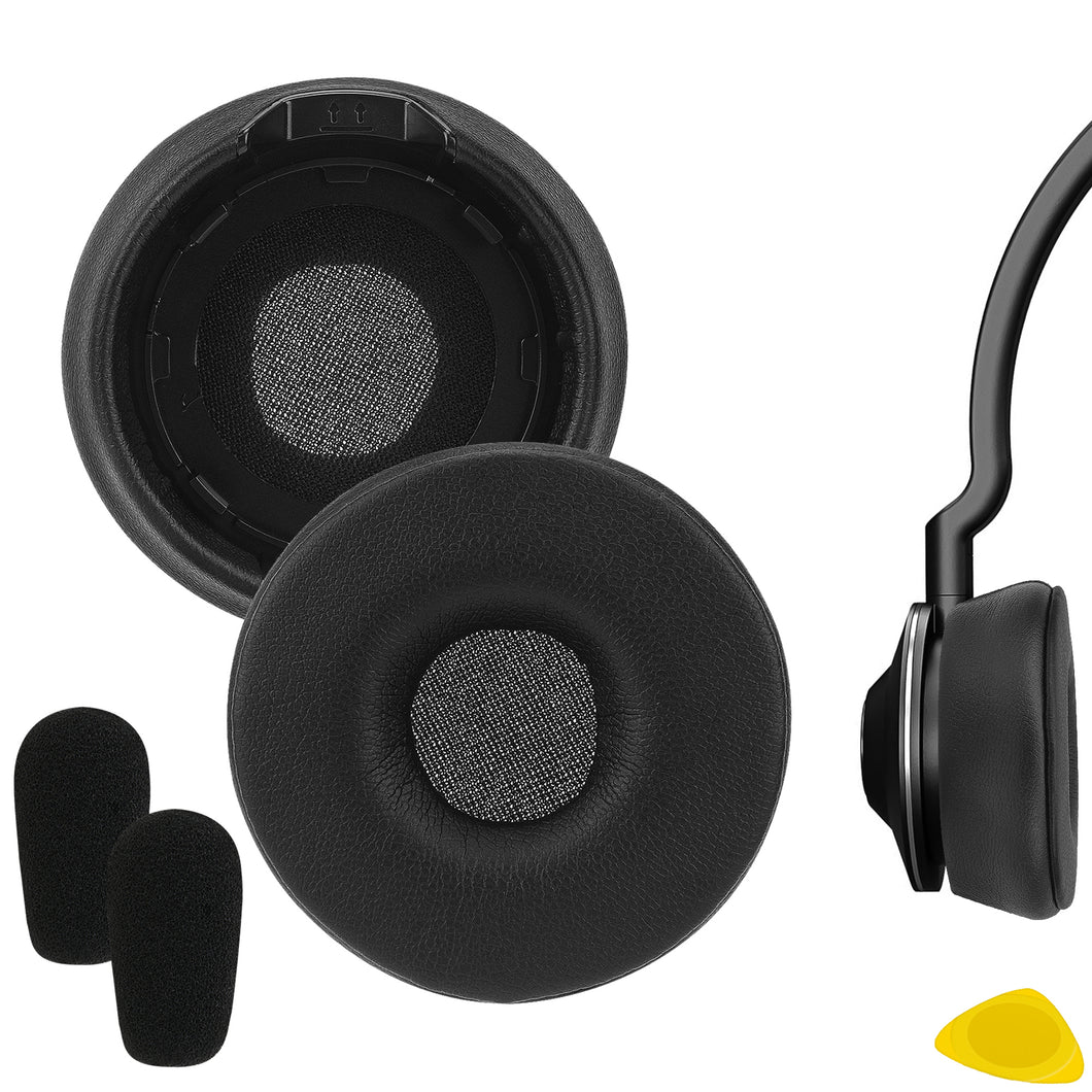 Geekria イヤーパッド QuickFit 互換性 パッド ジャブラ Jabra Engage 55/65/75 (Stereo Version) ヘッドホンに対応 パッド イヤー / イヤーカップ (Do Not Fit Engage 50, Engage 55/65/75 Mono Version) (プロテインレザー/黒)