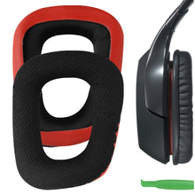 画像をギャラリービューアに読み込む, Geekria イヤーパッド Comfort 互換性 パッド ロジクール Logitech G35, G430, G432, G332, G930, F450 ヘッドホンに対応 パッド イヤー / イヤーカップ ( メッシュファブリック / ブラックレッド )
