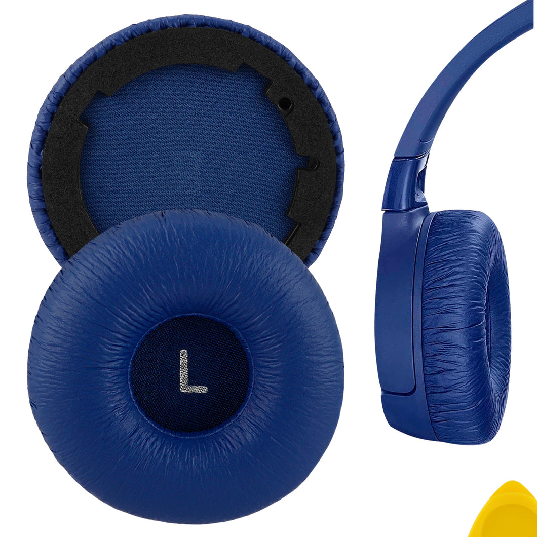 Geekria イヤーパッド QuickFit 互換性 パッド ジェイビーエル JBL T600BTNC, Tune 600BTNC ヘッドホンに対応 パッド イヤー / イヤーカップ (レザーレット / 青い)