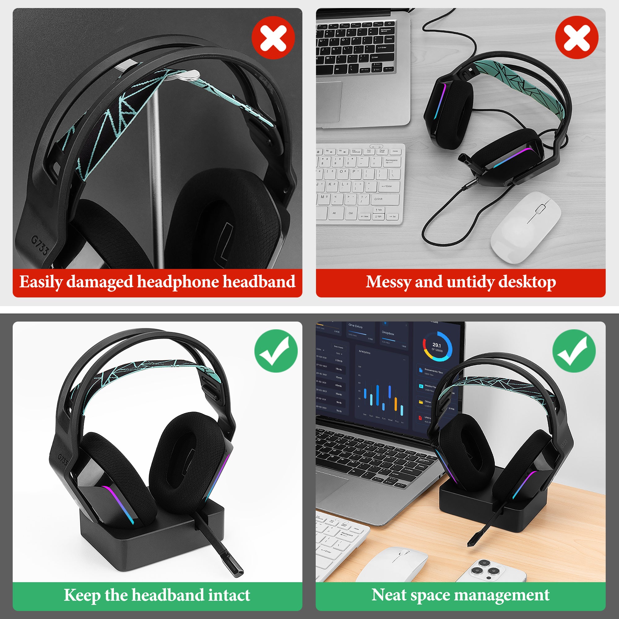 Geekria ヘッドフォン充電スタンド ロジクール Logicool G733