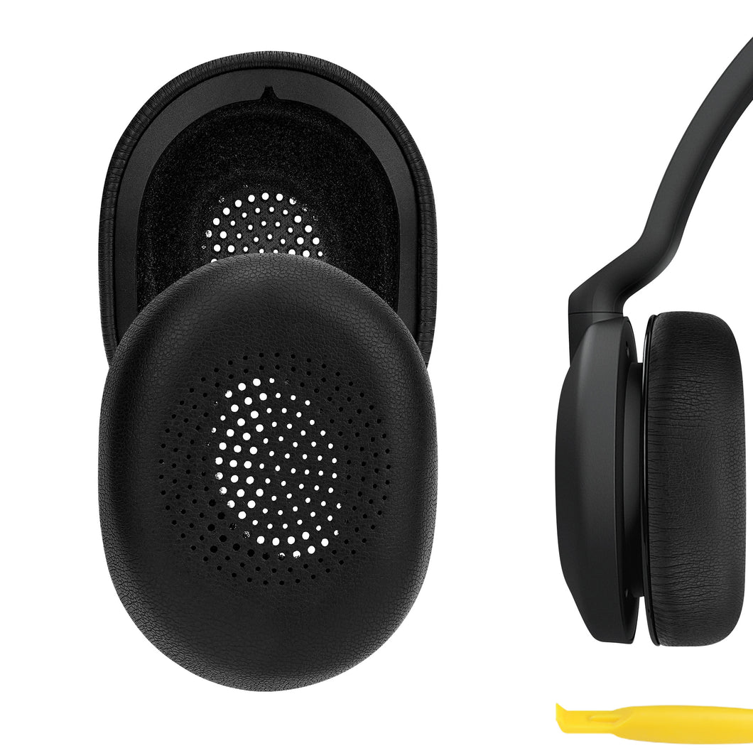Geekria イヤーパッド QuickFit 互換性 パッド ジャブラ Jabra Evolve2 30/30MS/30UC/30SE ヘッドホンに対応 パッド イヤー / イヤーカップ (プロテインレザー /黒)