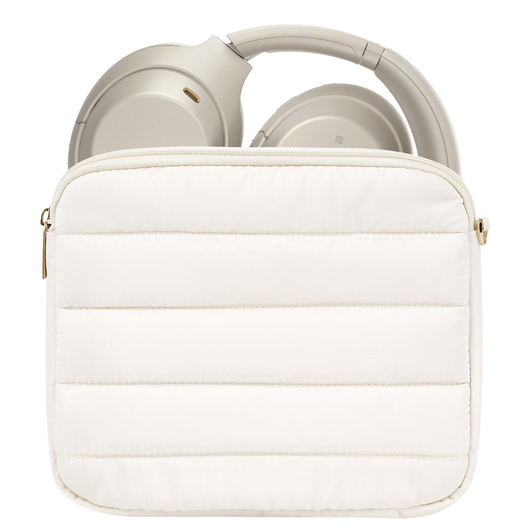 Geekria NOVA ヘッドホンポーチ ソニー Sony WH-1000XM6、WH-1000XM4、WH-1000XM3、WH-H900N 対応ケース ソフトシェル交換用保護トラベルキャリーバッグ ケーブル収納付き (アイボリー)