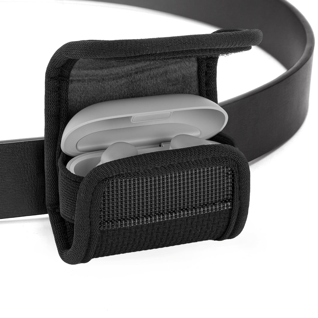 Geekria イヤホンポーチ ベルトループ付きビーツバイドクタードレ Beats Solo Buds 対応 イヤホンケース ベルトホルスター バッグストラップ用クリップホルダー付き保護ケースカバー (ブラック)