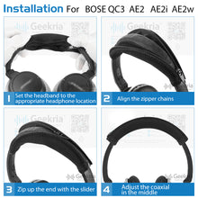 画像をギャラリービューアに読み込む, Geekria イヤーパッド+ ヘッドバンド ボーズ Bose Around-Ear AE2 AE2i AE2w 等対応交換用 イヤークッション (ブラック) セット
