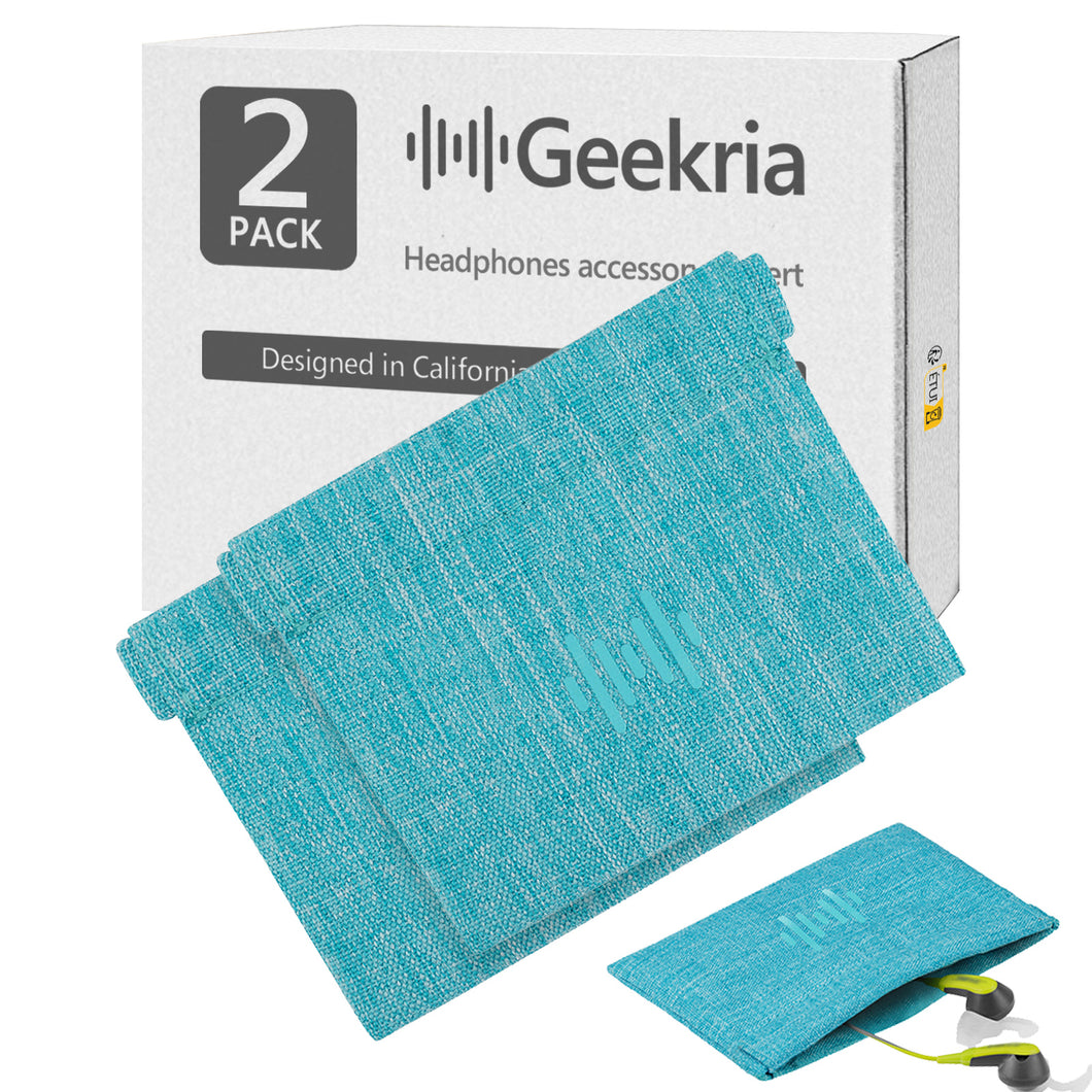 Geekria 2 パック ソフト ウーブン ヘッドホン ポーチ スリーブ ヘッドホン スリーブ ポケット 小銭入れ 小物の整理 USB ドライブ/SD/TF カード/キー ストレージ 便利なスマートフォン アクセサリー