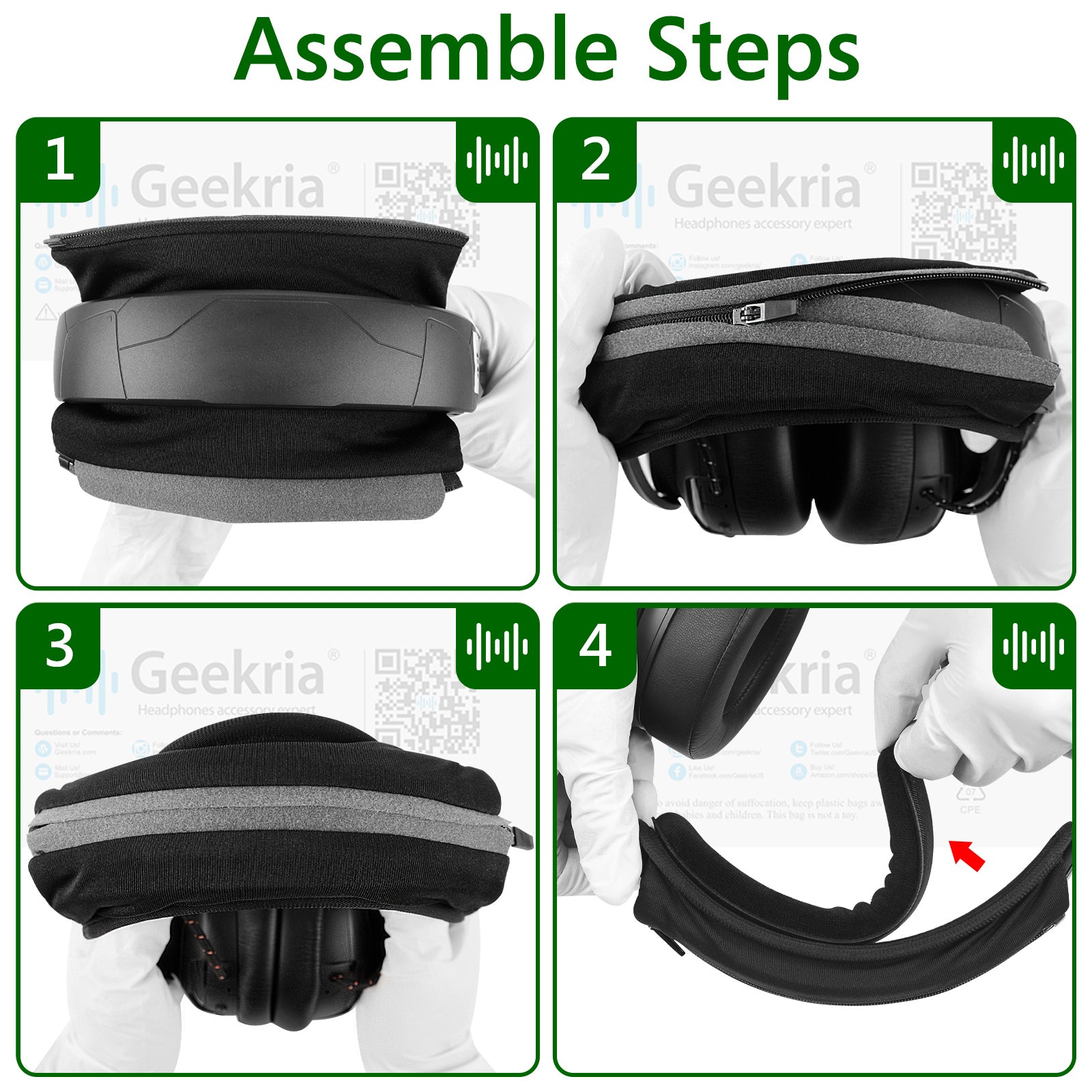 Geekria ヘッドバンドカバー + パッド セット 大型ヘッドセット