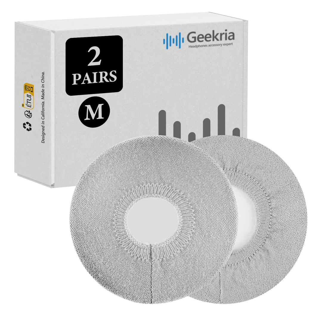 Geekria カバー 2 ペア 互換性 イヤーパッドカバー (SGS認証済) 劣化防止、防塵 ヘッドホン交換用 ストレッチニット 8-11CMヘッドホン用 洗濯可 (Medium / グレー)