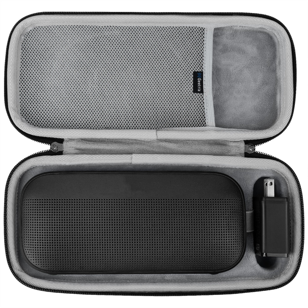 Geekria ケース Shield スピーカーケース 互換性 ハードケース 旅行用 ハードシェルケース ボーズ Bose SoundLink Flex 2nd Gen, SoundLink Flex に対応 収納ポーチ付き (濃い灰色)