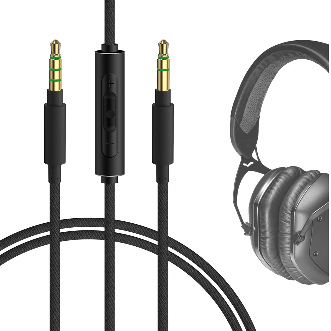 Geekria ケーブル ナイロン編組 互換性 オーディオコード ブイモーダ V-MODA Crossfade LP ヘッドホンケーブル、3.5mm に適合する インラインマイクと音量コントロール 1.2 m