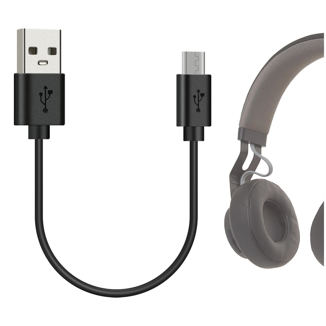 Geekria 充電ケーブル 互換性 USB 充電コード USB to Micro-USB ジャブラ Jabra Move, Elite 65t, 65e, Elite Sport, Halo Smart に対応 (黒 / 1ft)