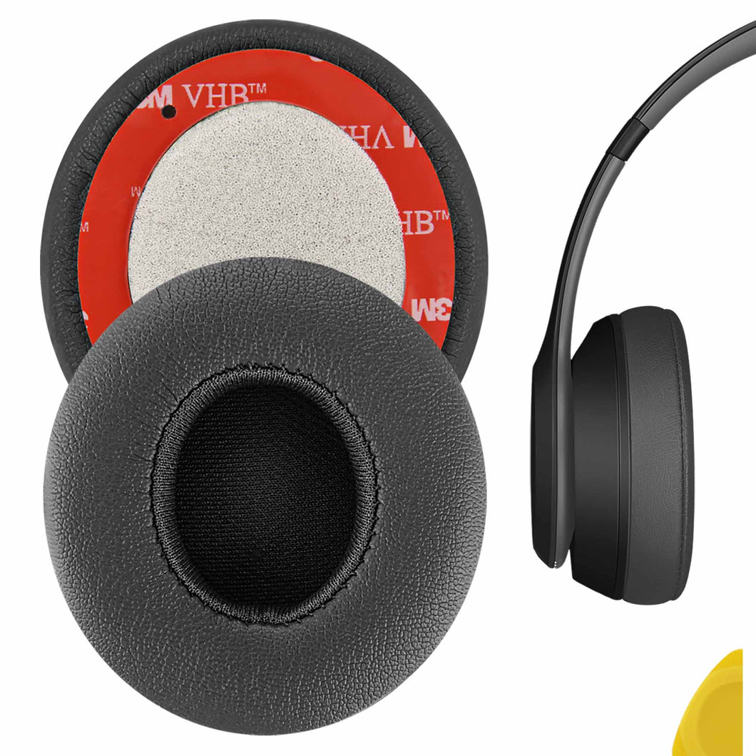 Geekria QuickFit イヤーパッド 互換性 パッド ビーツバイドクタードレ Beats Solo 3, Solo 3.0 Wireless (A1796) ヘッドホンに対応 イヤパッド/イヤークッション/イヤーカップ (プロテインレザー / アスファルトグレー)
