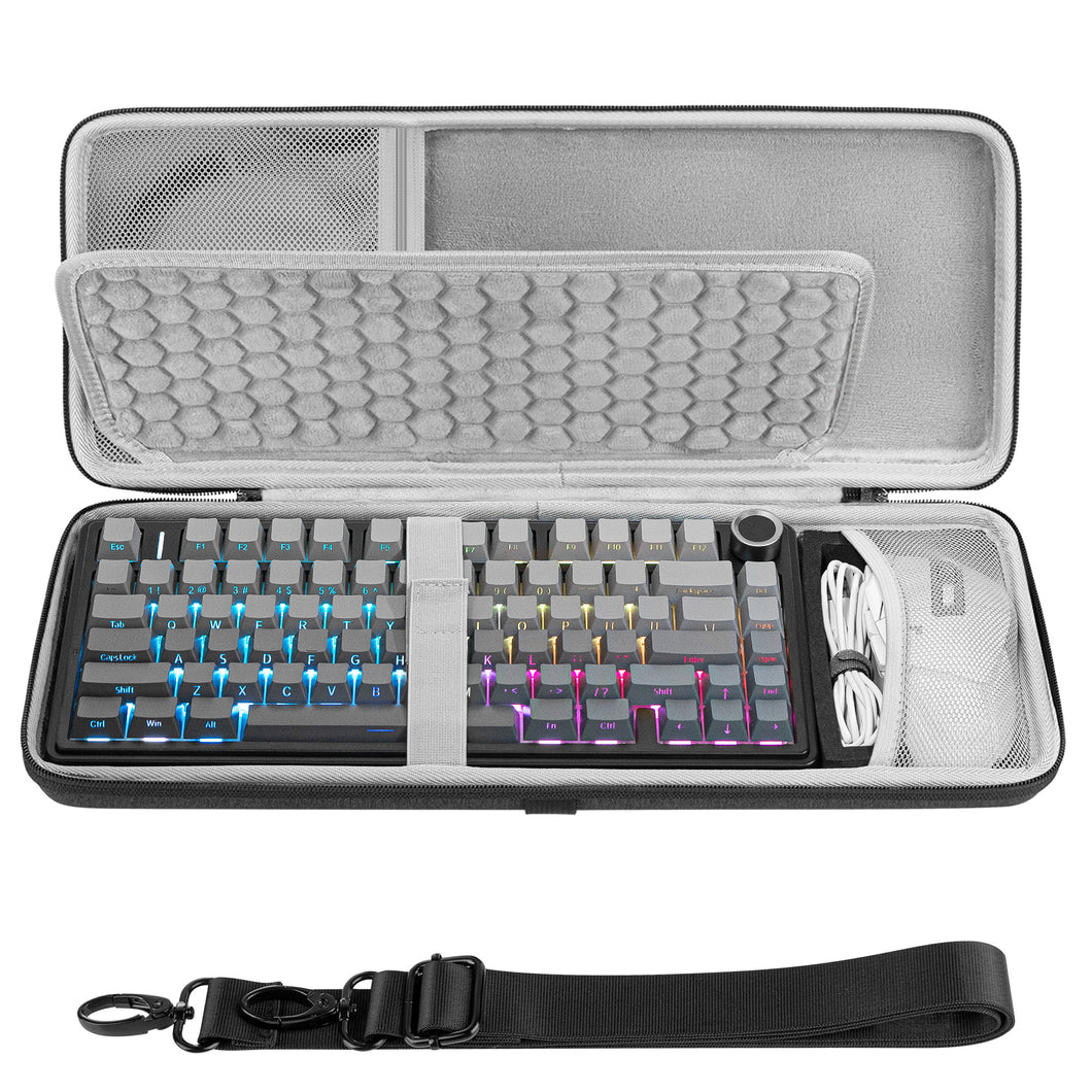 Geekria 75% 84鍵 キーボードとマウス コンボ キャリングケース AULA F75 Pro / F75, Keychron K2 Version 2/ K2/ Q1/ V1, ASUS ROG Azoth 75%, Redragon K673 PROキーボードと互換性あり ハードシェル トラベルバッグ