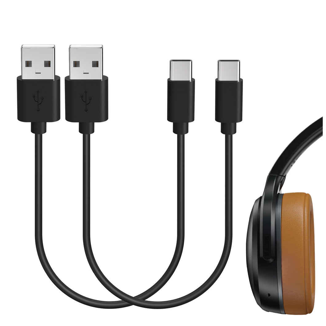 Geekria 充電ケーブル 互換性 Type-C 充電コード USB to USB-C スカルキャンディ Skullcandy Dime 3, Push XT, Indy Evo, Hesh Evo, Riff 2 に対応 (黒/30cm 2パック)