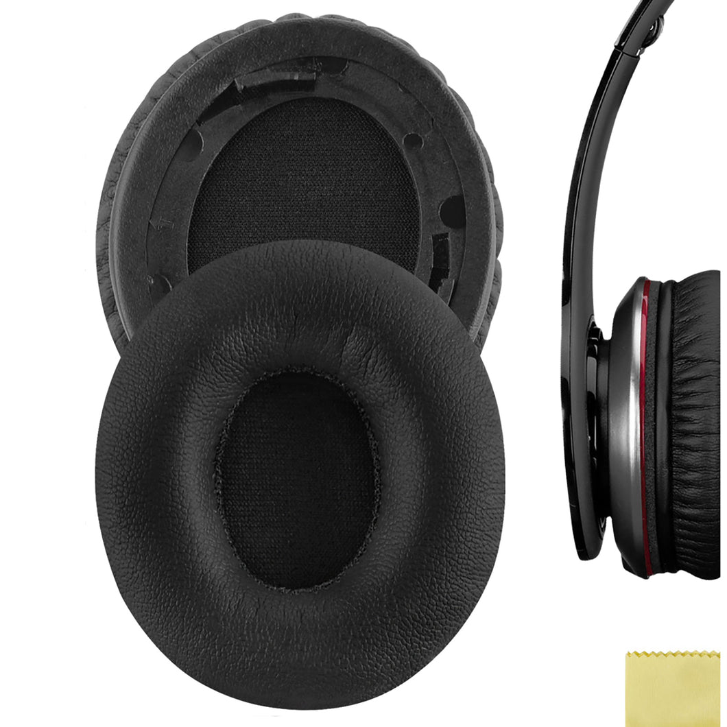 Geekria QuickFit イヤーパッド 互換性 パッド Beats SoloHD (810-00012-00) On-Ear ヘッドホンに対応 イヤパッド/イヤークッション/イヤーカップ ( プロテインレザー / ブラック )