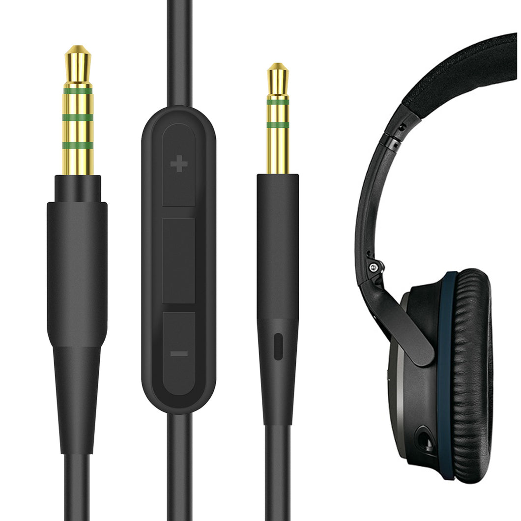 Geekria ケーブル QuickFit 互換性 オーディオコード Bose QuietComfort 25, QC25, QC35, QC35 II, QC45, SoundTrue, SoundLink II, NCH700, NC700, 700 ANC, 700 ヘッドホンケーブル、2.5mm AUX に適合する インラインマイクと音量コントロール 170 cm
